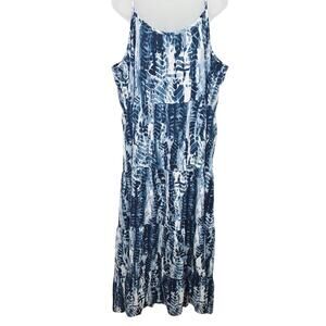 Pretty Gardens Women's Boho  Blue Tie Dye Casual Tank  Maxi Dress Size XXL